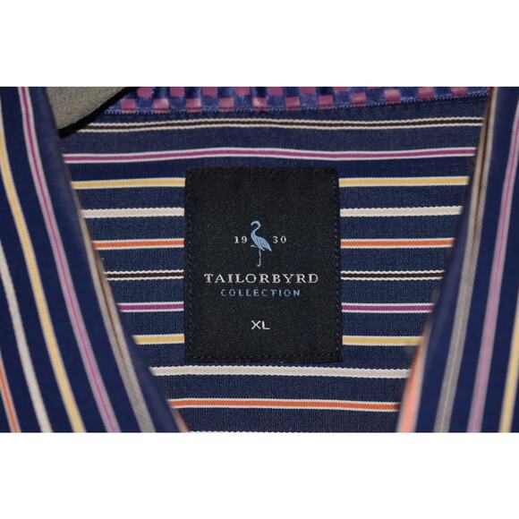 TAILORBYRD $118 Blue Multi-Stripe Long Sleeve Button Down Shirt Men's XL - Picture 4 of 4